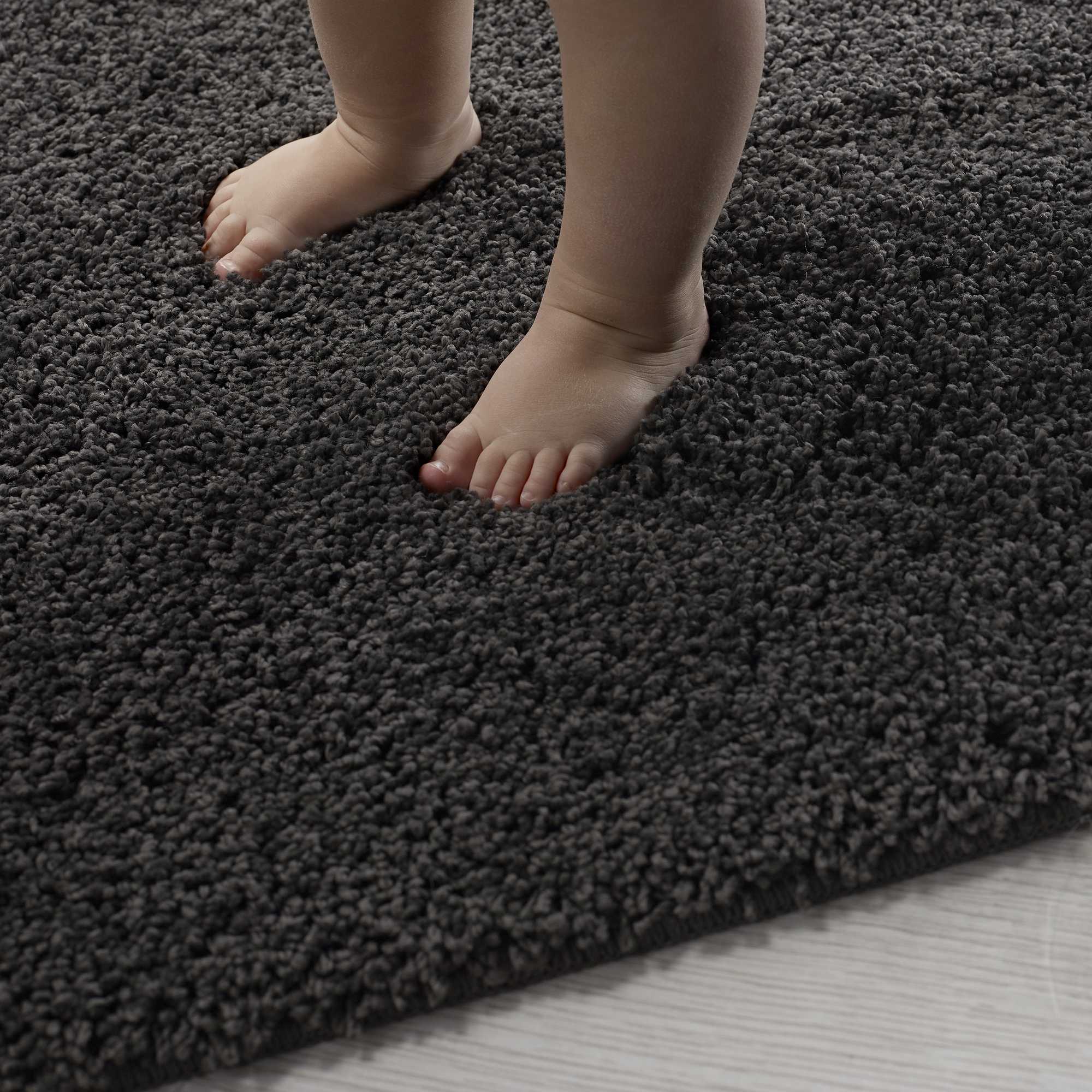 Buddy Bath Washable Toilet Bathroom Mat Rugs in Charcoal Grey50x80cm 1 6